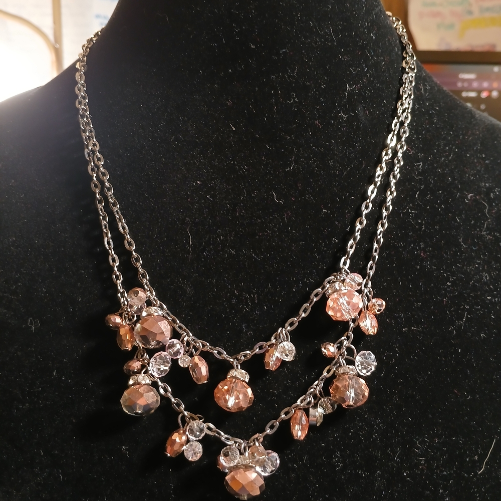 Simply Vera Wang Chic Silver and Pink Gemstone Necklace